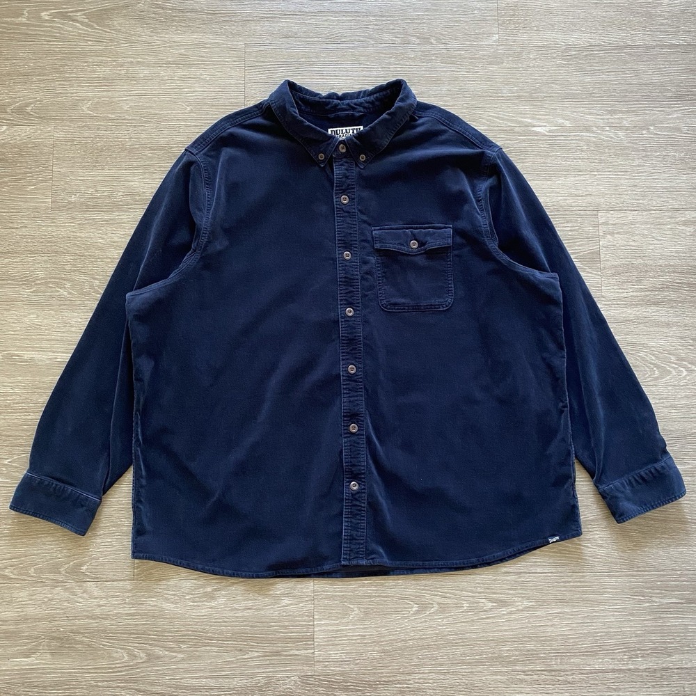 Duluth Trading Co Corduroy Jacket Men's 3XL Blue Untucked Length Button Down